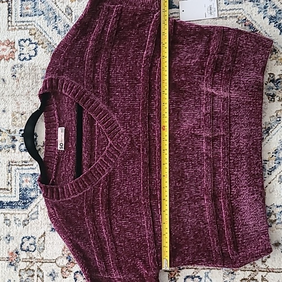 SO BRAND WOMENS JUNIOR CHENILLE PLUM V-NECK PULLOVER SWEATER SIZE MEDIUM - Picture 11 of 16